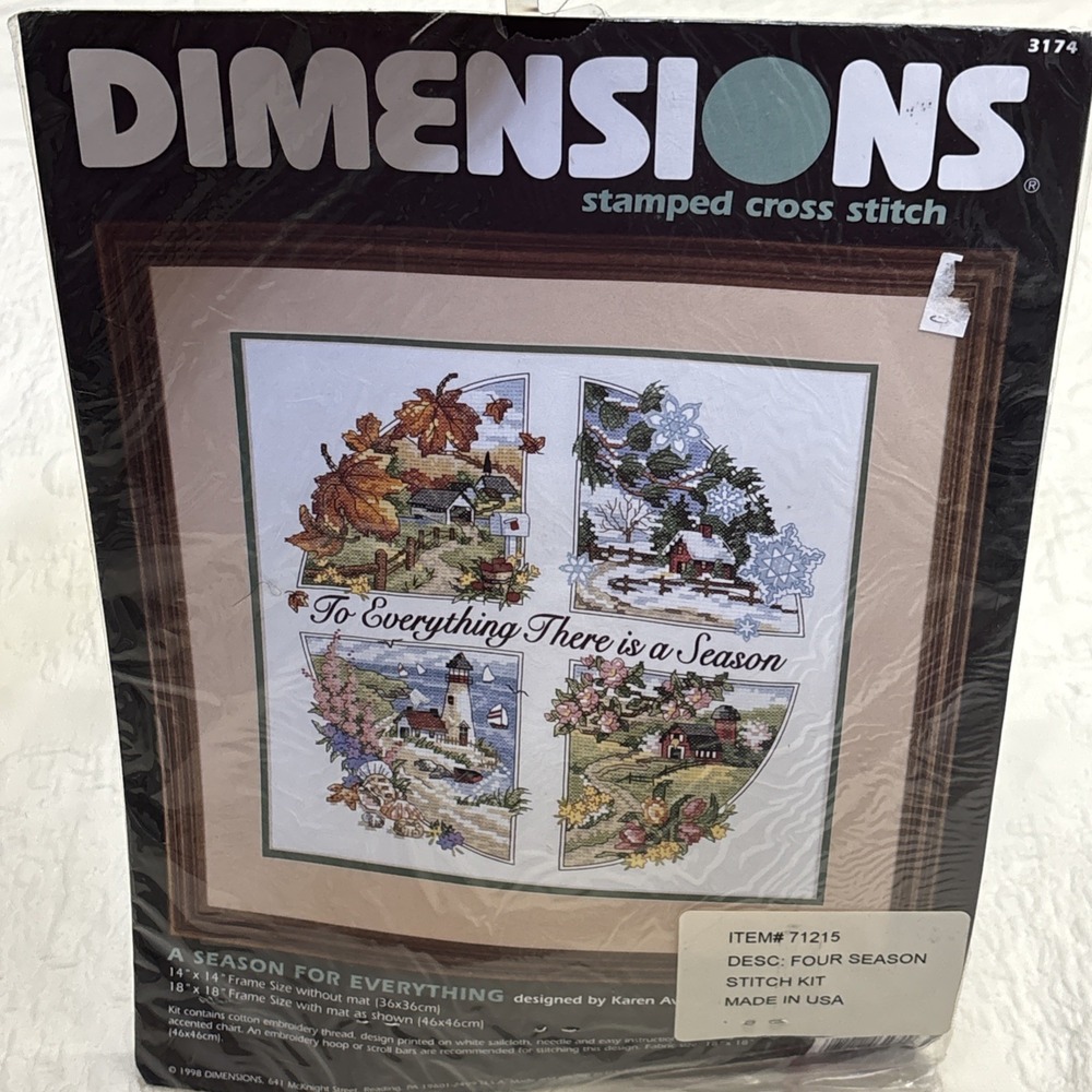 Dimensions A Season For Everything Stamped Cross Stitch Kit 14x14 #3174 NEW
